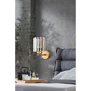 Modern Luxury Kristal Taşlı Pilli Aplik Eskitme Gold Sarı Tak Çalıştır Harika Görsel