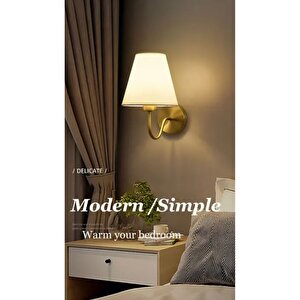 Modern Aplik Beyaz Abajur Gold Gövde Elektrik İle Çalışır