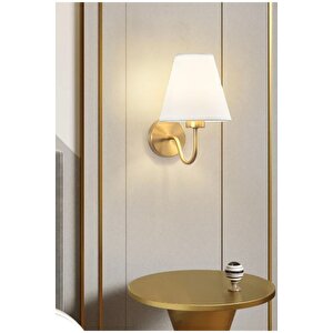 Modern Aplik Beyaz Abajur Gold Gövde Elektrik İle Çalışır