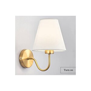 Modern Aplik Beyaz Abajur Gold Gövde Elektrik İle Çalışır