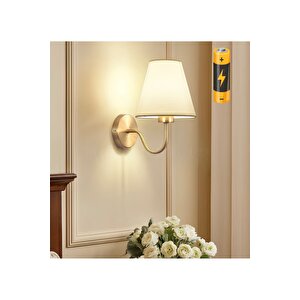 Modern Tasarım Pilli Aplik Gold Sarı Ledli Tak Çalıştır Krem Şapkalı Led Aplik Harika Görsel