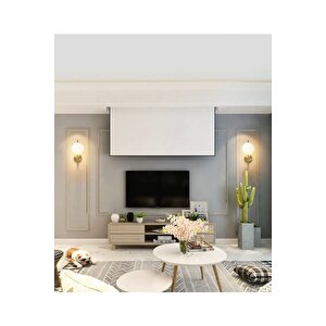 Modern Aplik Eskitme Gold Sarı Beyaz Glop Camlı Duvar Aplik  E-27 Duy Elektrik Ile Çalışır