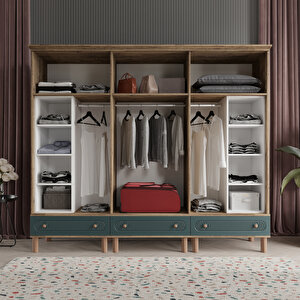 Beenal Furkan 6 Kapaklı Gardırop Bohem Dolap 240cm Atlantik Çam - Yeşil