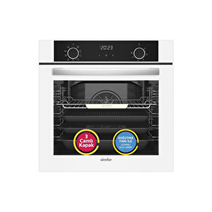✨Simfer 3'lü Ankastre Set - 76l Airfry Özellikli 10 Fonksiyon Fırın + Beyaz Cam Ocak + Dokunmatik Davlumbaz