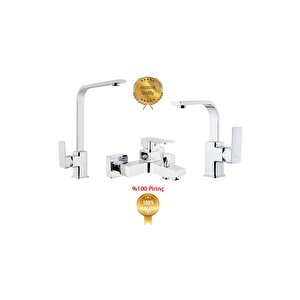 Kare Siera Lavabo,banyo,evye Üçlü Set