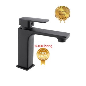 Kare Siera Lavabo,banyo,evye Bataryası Üçlü Set Siyah