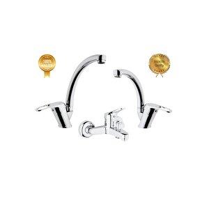 Kare Luxury Lavabo,banyo,evye Batarya Üçlü Set