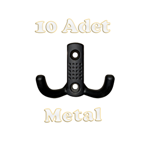 Noktalı Portmanto Vestiyer Duvar Dolap Elbise Askısı Siyah Metal Mobilya Kapı Askılığı Askılık (10 Adet)