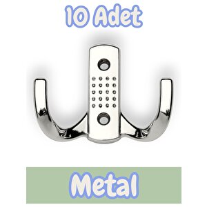 Noktalı Portmanto Vestiyer Duvar Dolap Elbise Askısı Krom Metal Mobilya Kapı Askılığı Askılık (10 Adet)