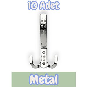 Noktalı Portmanto Vestiyer Duvar Dolap Elbise Askısı Krom Metal Mobilya Kapı Askılığı Askılık (10 Adet)