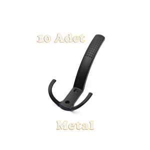 Noktalı Portmanto Vestiyer Duvar Dolap Elbise Askısı Siyah Metal Mobilya Kapı Askılığı Askılık (10 Adet)