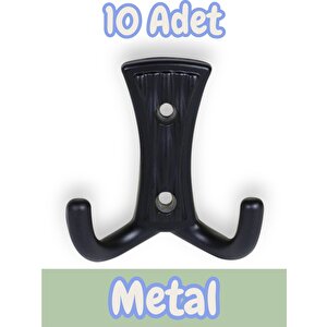 Troy Portmanto Vestiyer Duvar Dolap Elbise Askısı Siyah Metal Mobilya Kapı Askılığı Askılık (10 Adet)
