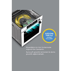 ✨simfer 3'lü Ankastre Set - 73l Power Turbo Fırın + Silver Cam Ocak + Push Button Silver Cam Davlumbaz