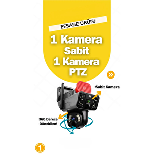 6mp 2 Kameralı Güneş Enerjili Ptz 4g Sim Kartlı 256 Gb Sd Kart Destekli Kamera 360° Dönebilir