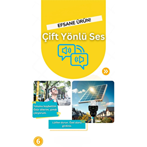 6mp 2 Kameralı Güneş Enerjili Ptz 4g Sim Kartlı 256 Gb Sd Kart Destekli Kamera 360° Dönebilir