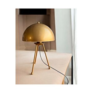 Modern Tasarım Mars Tripod Ayaklı Abajur Eskitme Gold Sarı Masa Lambası