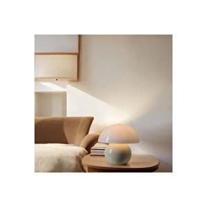 Modern Abajur Krem Mushroom Masa Lambası Metal Şapka Metal Gövde