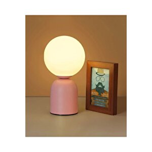 Modern Cherry Abajur Masa Lambası Beyaz Glop Camlı Şık Görsellik Katar