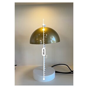Modern Abajur Beyaz Ve Eskitme Gold Metal Gövde 260mm Yükseklik