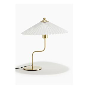 Modern Tasarım Umbrella Abajur Krem Şapka Parlak Gold Sarı Gövde
