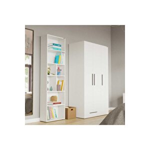 White 8 Bölmeli Kitaplık-mat Beyaz 55x187x23 Cm (gxyxd)