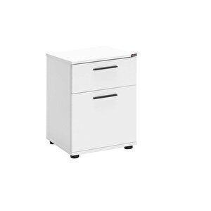 White Çekmeceli Kapaklı Komodin-mat Beyaz 40x57x41 Cm