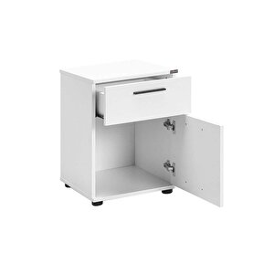 White Çekmeceli Kapaklı Komodin-mat Beyaz 40x57x41 Cm