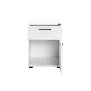 White Çekmeceli Kapaklı Komodin-mat Beyaz 40x57x41 Cm