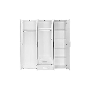 White 6 Kapaklı 2 Çekmeceli Gardırop-mat Beyaz 206x213x52 Cm (gxyxd)