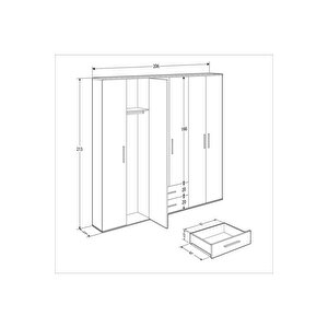 White 6 Kapaklı 2 Çekmeceli Gardırop-mat Beyaz 206x213x52 Cm (gxyxd)