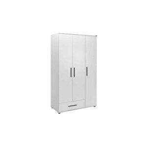 White 3 Kapaklı Tek Çekmeceli Gardırop-mat Beyaz 103x187x52 Cm (gxyxd)