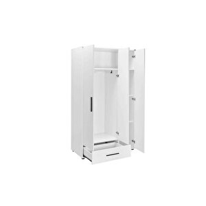 White 3 Kapaklı Tek Çekmeceli Gardırop-mat Beyaz 103x187x52 Cm (gxyxd)