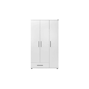 White 3 Kapaklı Tek Çekmeceli Gardırop-mat Beyaz 103x187x52 Cm (gxyxd)