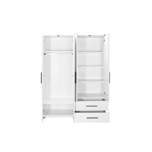 White 4 Kapaklı 2 Çekmeceli Gardırop-mat Beyaz 137x187x52 Cm (gxyxd)