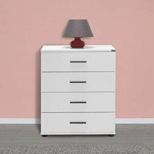 White 4 Çekmeceli Şifonyer - Mat Beyaz 65x78x41 Cm