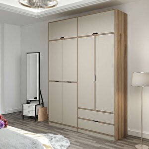 Elina 4 Kapaklı Dolap + Yüklük Dore Kumtaşı