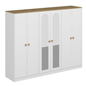 Lotus 6 Kapılı 2 Ayna Dolap-artisan-beyaz