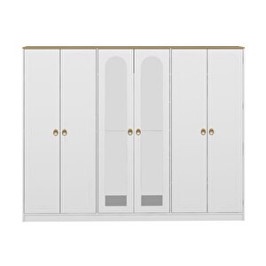Lotus 6 Kapılı 2 Ayna Dolap-artisan-beyaz