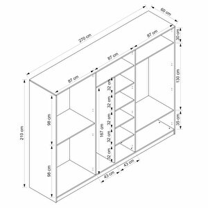 Lotus 6 Kapılı 2 Ayna Dolap-artisan-beyaz