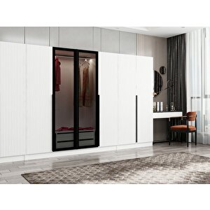 Kale Plus190 8 Mebran Kapaklı 2ç Dolap Beyaz Mebran Füme Cam