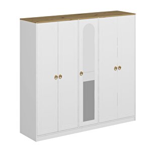 Lotus 5 Kapılı 1 Ayna Dolap-artisan-beyaz