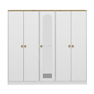 Lotus 5 Kapılı 1 Ayna Dolap-artisan-beyaz