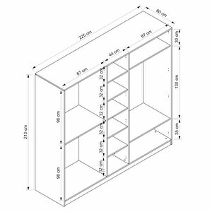 Lotus 5 Kapılı 1 Ayna Dolap-artisan-beyaz