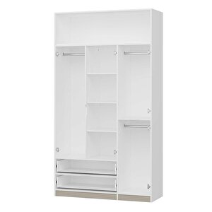 Elina 3 Kapaklı Dolap + Yüklük Beyaz Kumtaşı