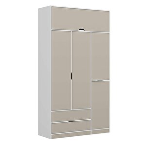 Elina 3 Kapaklı Dolap + Yüklük Beyaz Kumtaşı