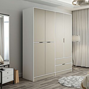 Elina 4 Kapaklı Dolap Beyaz Kumtaşı