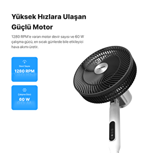 Xenon Smart Akıllı Vantilatör Wi-fi Bluetooth Mobil Uygulama Kontrollü Max. 60db Ultra Sessiz 7 Saat Zamanlayıcı Ayaklı Fan X7430