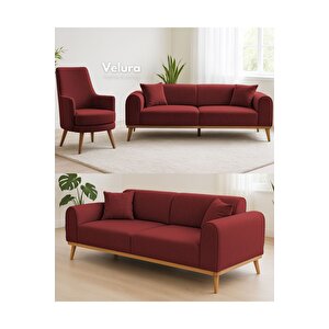 Valo Oturma Grubu & Koltuk Takımı (3+3+1) - Kırmızı 230x80 cm