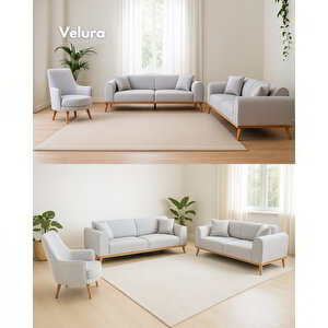 Valo Oturma Grubu & Koltuk Takımı (3+3+1+1) - Gri 230x80 cm