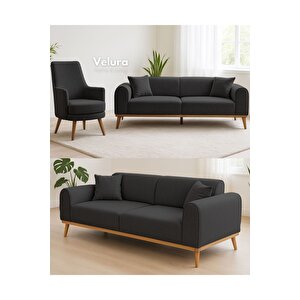 Valo Oturma Grubu & Koltuk Takımı (3+3+1) - Antrasit 230x80 cm